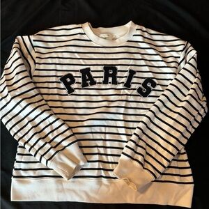 Striped Paris Crewneck Sweatshirt